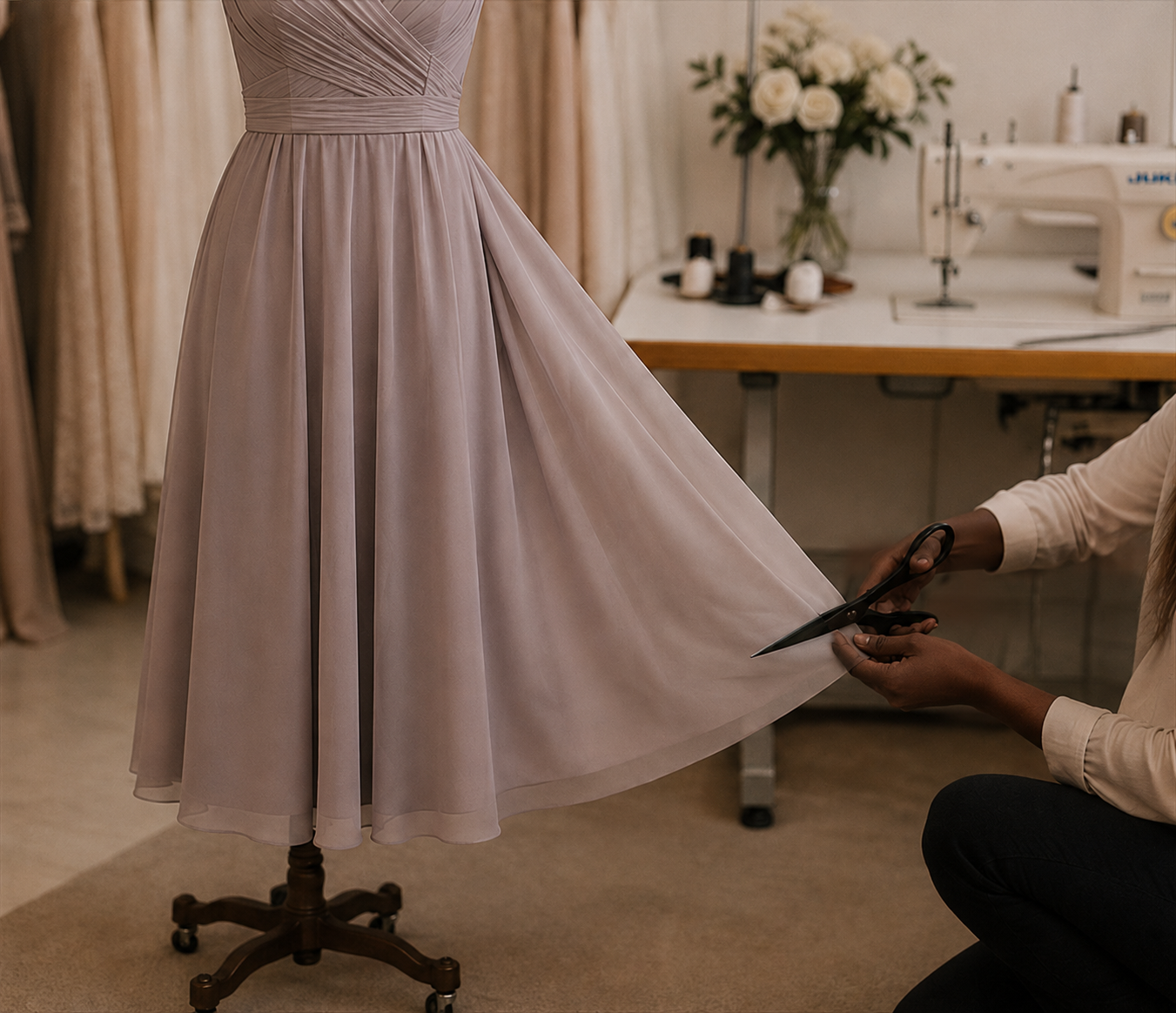 Dress hem cutting alteration