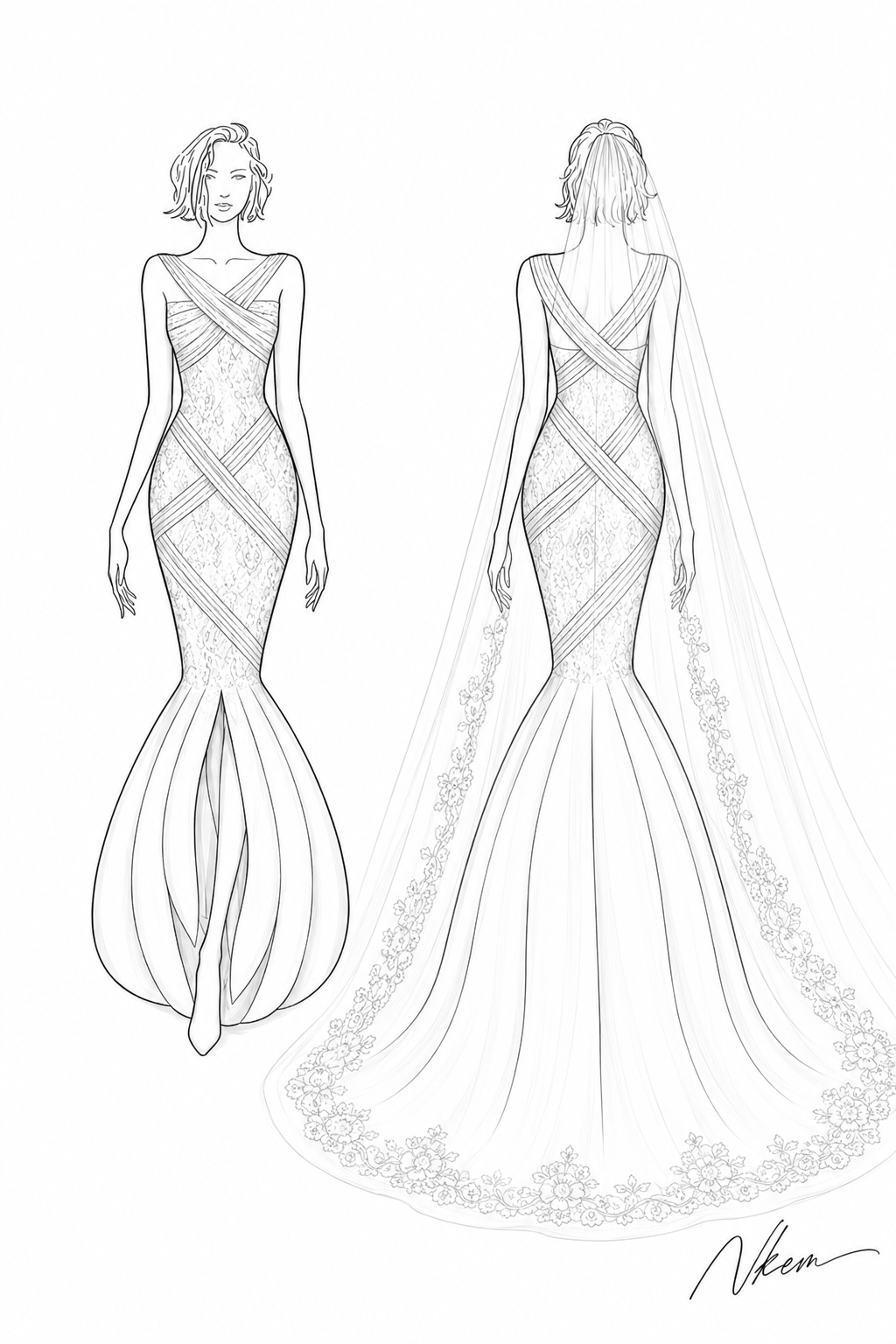 Bespoke bridal sketch